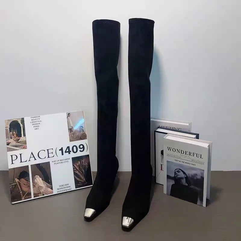 2026 NEW High Quality Warm High Heels Long Women's Boots Sexy Heeled Suede Winter Over The Knee Pumps Elegant High Boots
