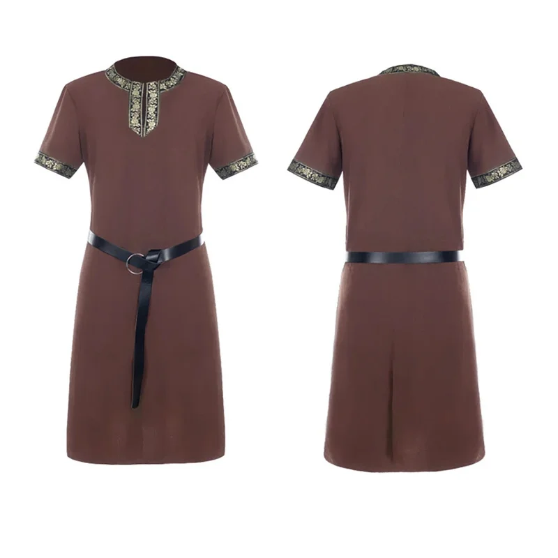 DY20Camiseta de guerrero vintage para hombre, Top de verano de manga corta, disfraz de pirata gótico vikingo renacentista, túnica Medieval 25