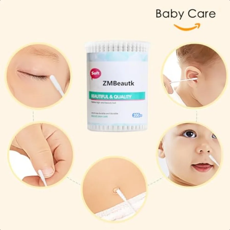 400pcs Organic Cotton Swabs for Infant Baby kid Adult RoundSpiral Head Qtip for Baby Ear se Clean 100 Cotton Double Tipped Pape