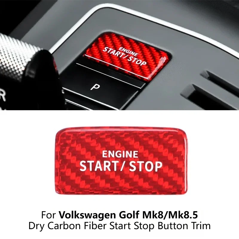 Interior Mod Accessories For Volkswagen Golf Mk8/Mk8.5 GTI/R-Line/R Carbon Fiber Engine Start Stop Button Sticker Trim Stylish view 5