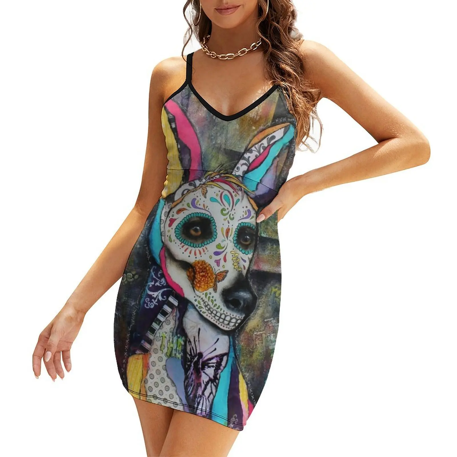 

Xolo Mexican Hairless Dog Day of the Dead Sling Dress Female dress Clothing female summer dress woman 2025 trendy woman