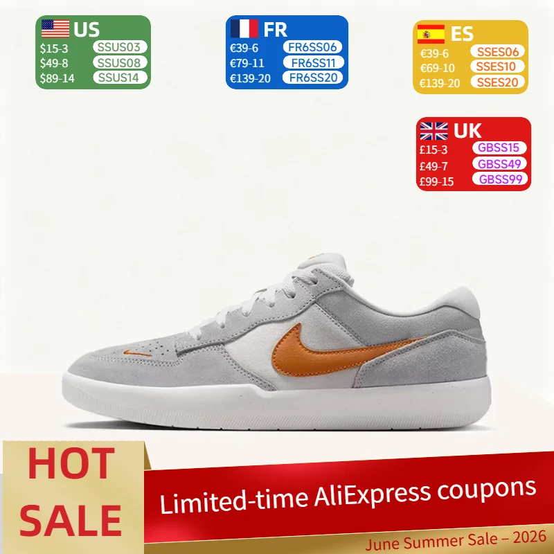 

Nike SB Force 58 Trendy Fashion Premium Color-Blocking Versatile Lifestyle Low-Top Skate Shoes Unisex Style Gray DV5477-007