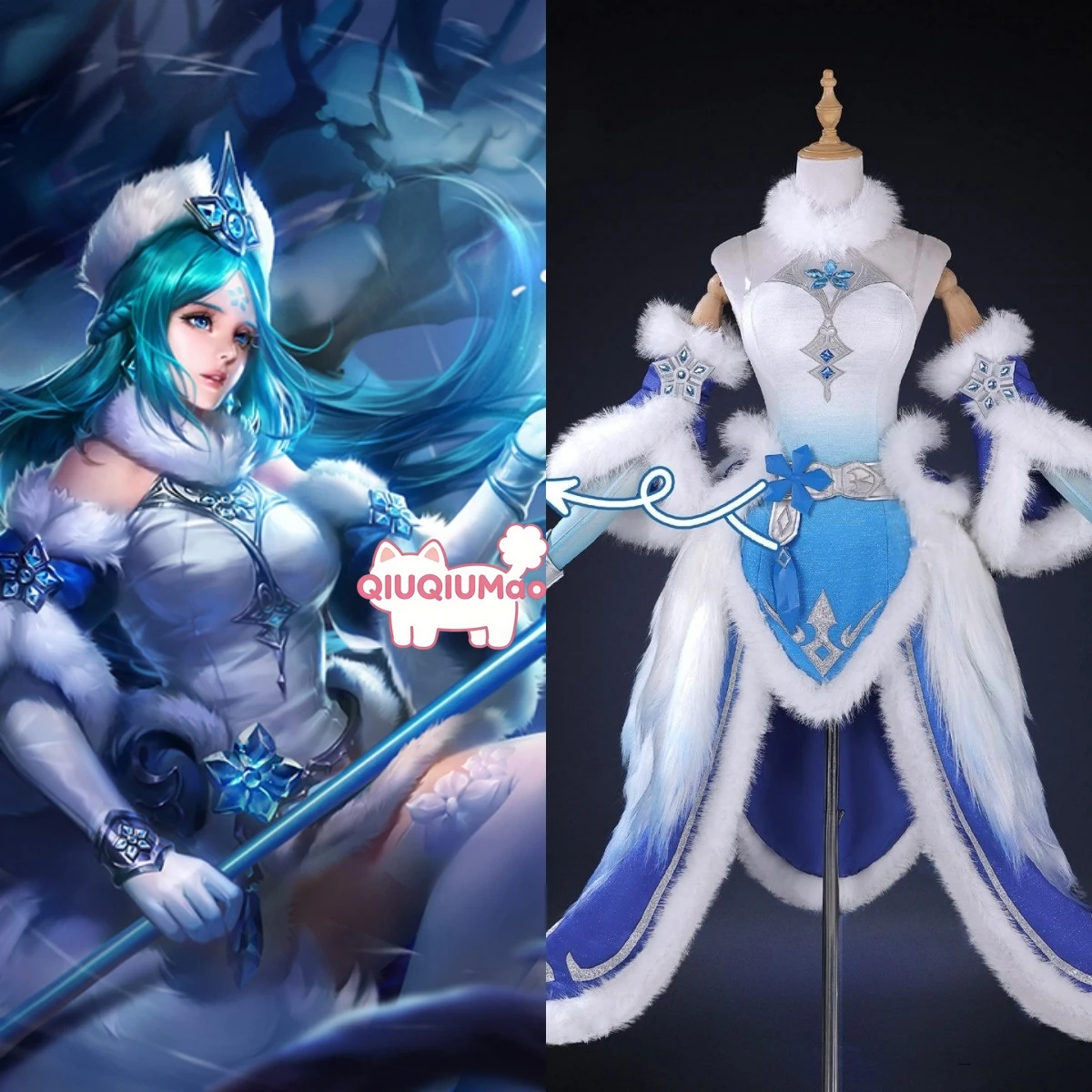 

Game Honor of Kings Cosplay Costume Anime Wang Zhaojun Role Playing Default Skin Outfit Blue Clothes for Women Adult Comic Con