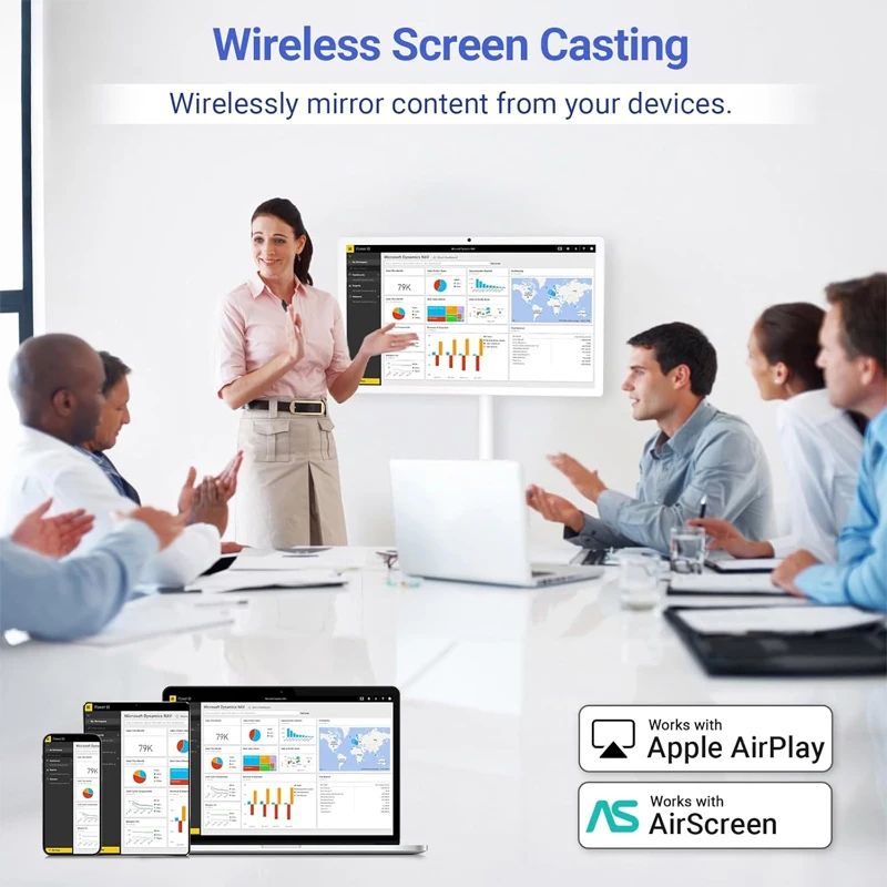 27/32 Inch Portable Smart TV - Android Touch Screen LCD with WiFi, USB (HDTV 16:9, White, for Hotel/Gym/Fitness)​