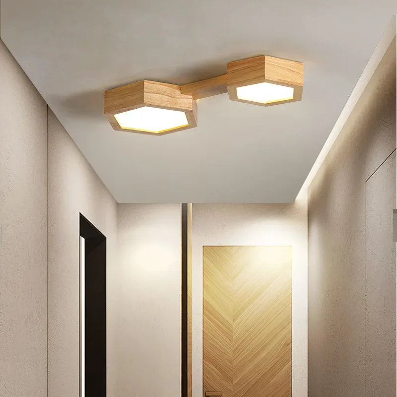 Modern LED Wood Ceiling Lamp for Living Room Dining Room Bedroom Aisle Ceiling Chandelier Indoor Decor Lighting Fixture Luster