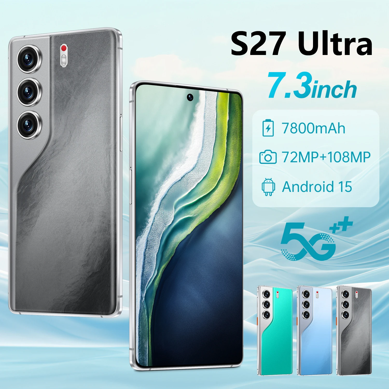 حافظة حماية للكمبيوتر اللوحي لعام 2025 جديد S27 Ultra Original بطاقة مزدوجة ذكية وضع الاستعداد المزدوج أندرويد الإصدار العالمي بطارية 7800 مللي أمبير في الساعة