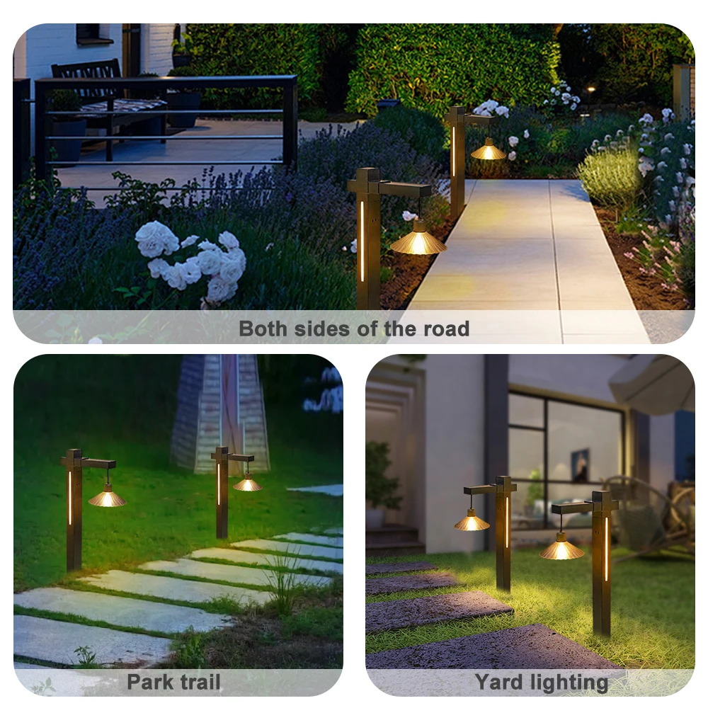 F5 Solar Lamp Post Light Solar Pathway Light Outdoor Vintage Solar Powered Landscape Lighting Driveway Patio Garden Lawn Decor