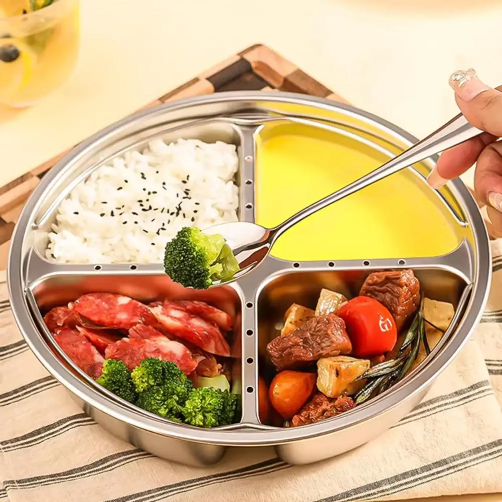 

Stainless Steel Divided Steamer,3/4Grids Rack Cooking Tool,Multifunctional Divided Tray,Hot Pot Steamer Veg Cooker