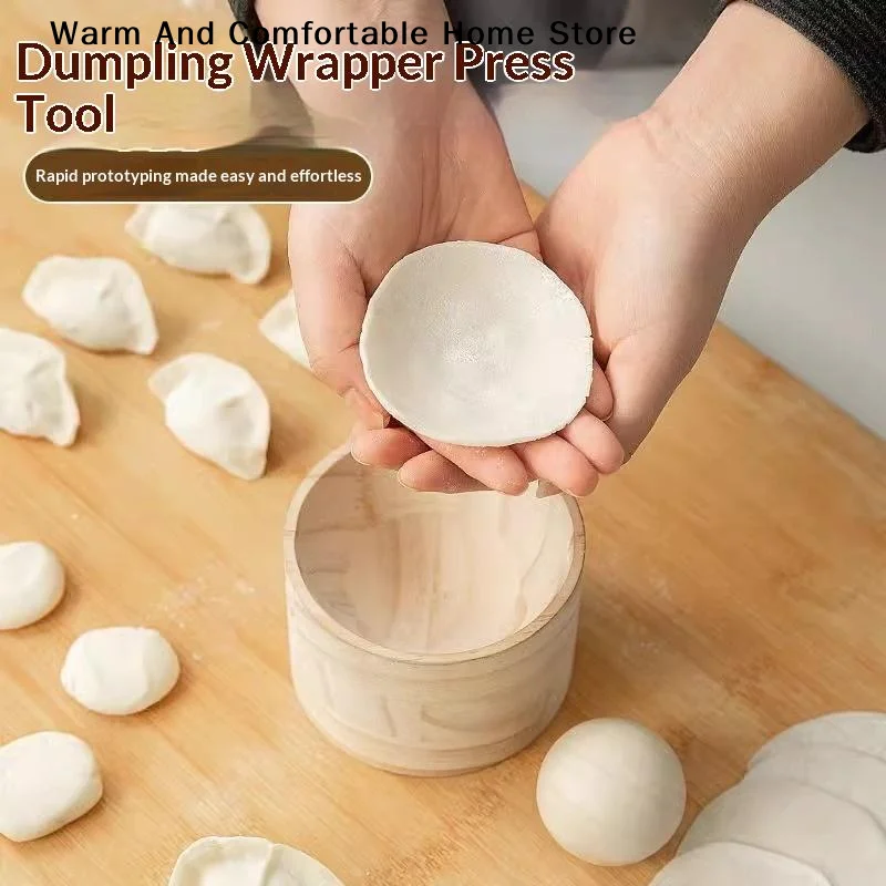 Wood Dumpling Maker Press Tool Wood Mold And Ball Manual Dough Skin Presser Hand Pie Rolling Tool Quick Dumpling Wrapper Maker