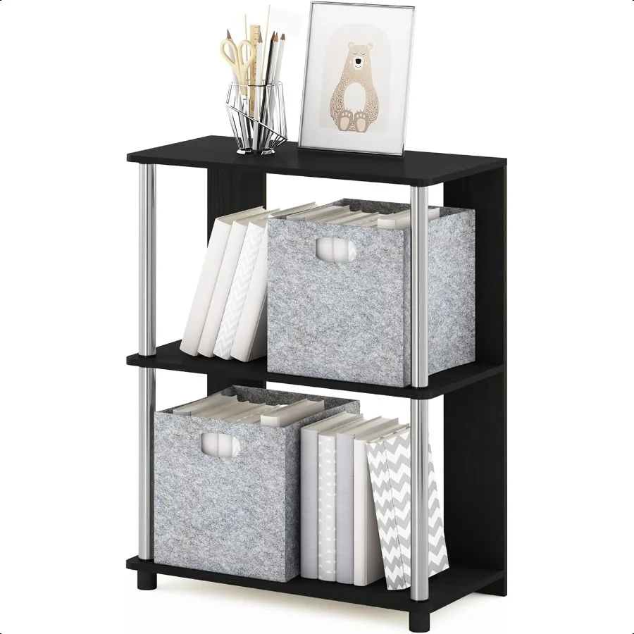 Jaya Espositore per libreria a 3 livelli dal design semplice con tubi in acciaio inossidabile Americano