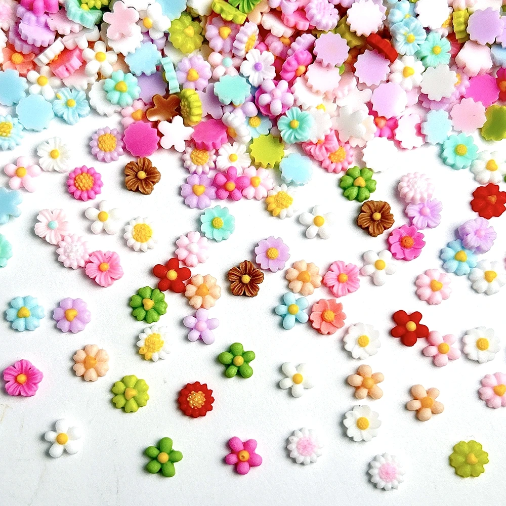 60 pçs 7mm mini 3d acrílico flor encantos da arte do prego brilho no escuro flores silvestres acessórios para unhas decoração manicure suprimentos