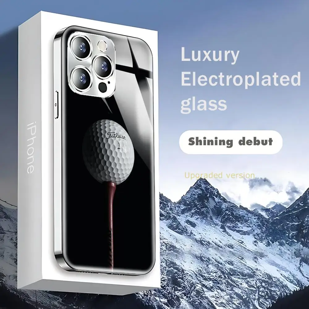 Sport Golf Ball T-Titleists Phone Case For iphone 17 16 15 14 13 12 Pro Plus Max New Electroplated glass Case view 3