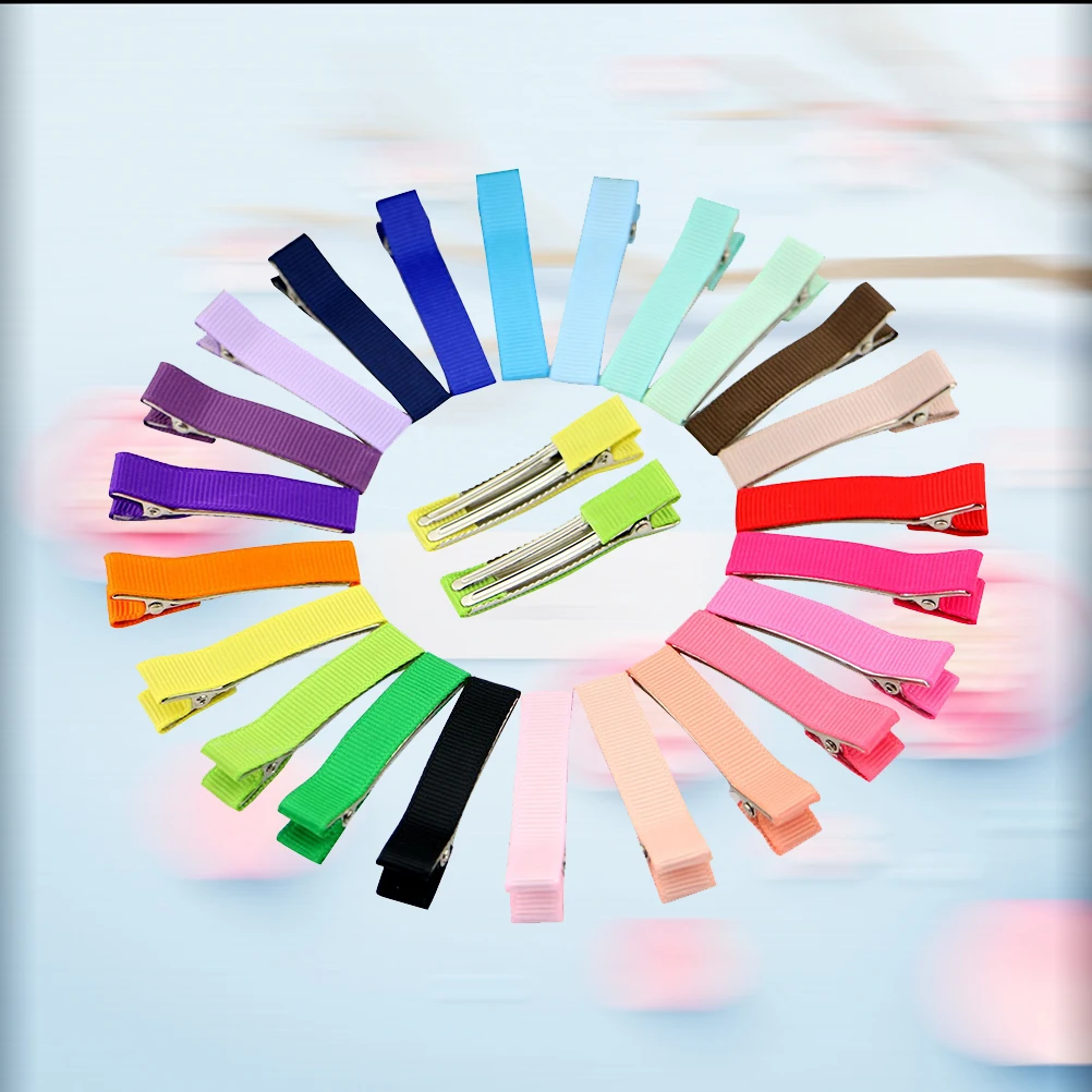 

40pcs Girls Hair Accessories Children Clips Ribbon Lined Stylish Fashion Easy Attachment No Loose Strings Hair Decor