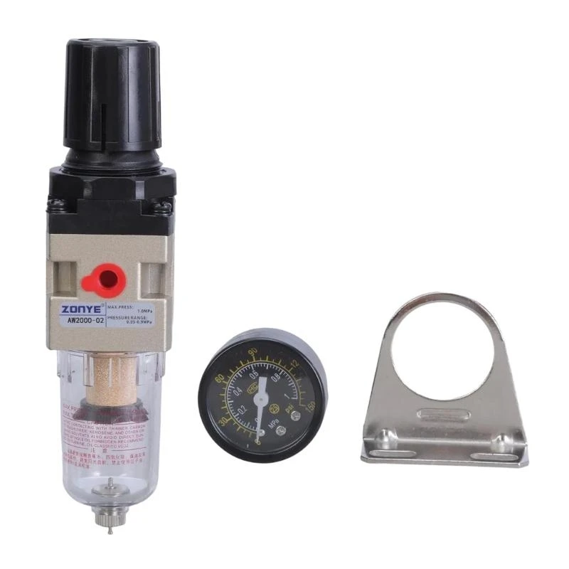 L9BE Pneumatic 1/4 BSPT Air Filter Regulator Combo Aluminum 14cm for Compressor Tool