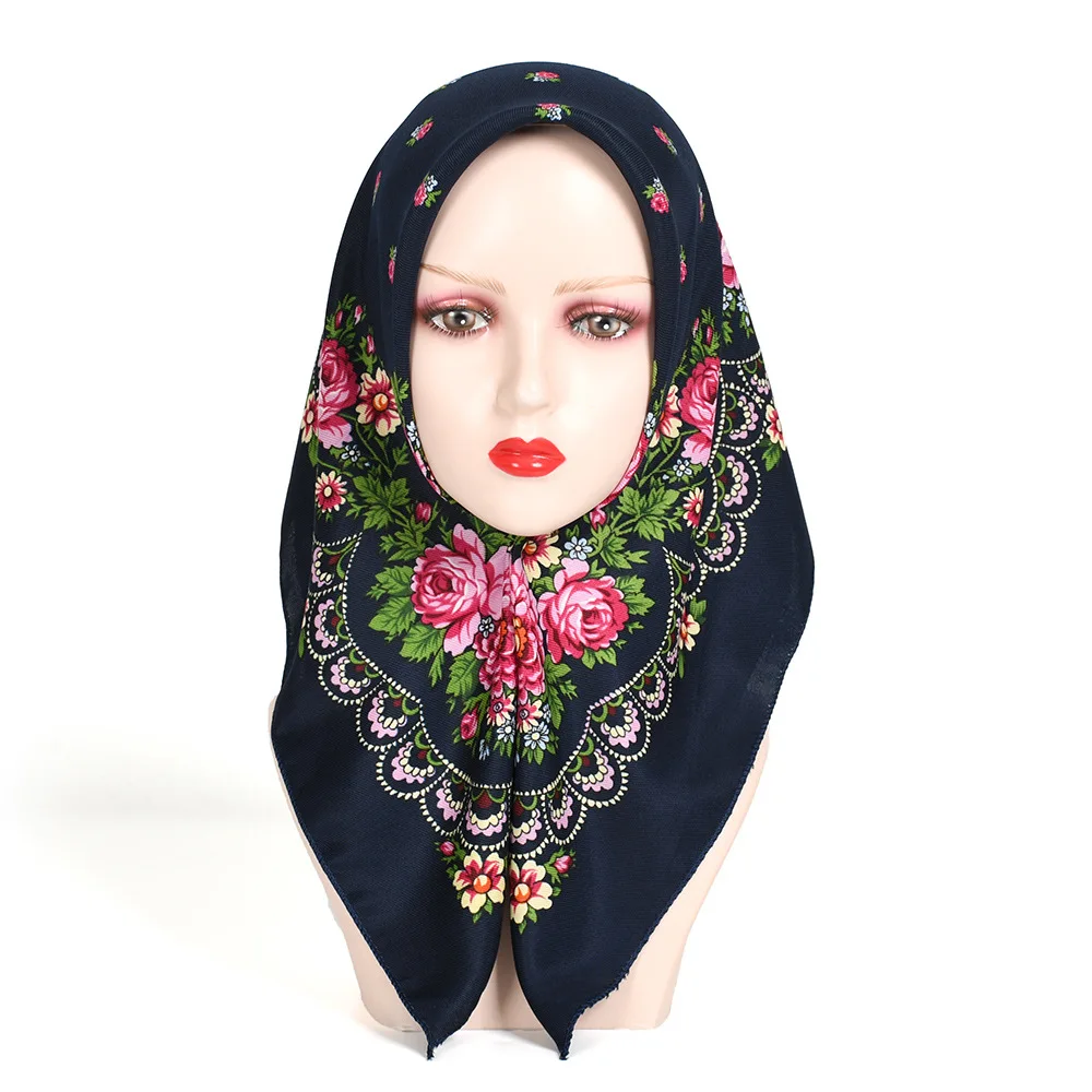 70*70cm Russian Style Floral Print Bandana Scarf Women's Headband Square Scarves Ukrainian Babushka Handkerchief Head Wraps
