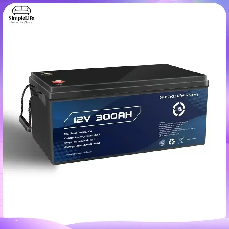 12V 300Ah 24V 48V 50Ah 200Ah LiFePO4 Battery Pack with BMS Custom Solar Energy Storage System for Home RV Off Grid Power