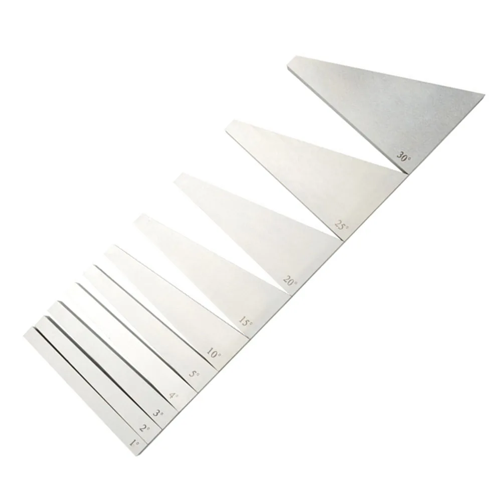 Angle Block Set 10 Pieces 1-30 Degree Steel Angle Inspection Blocks for Machinist Tooling Metrology and Calibration Applications
