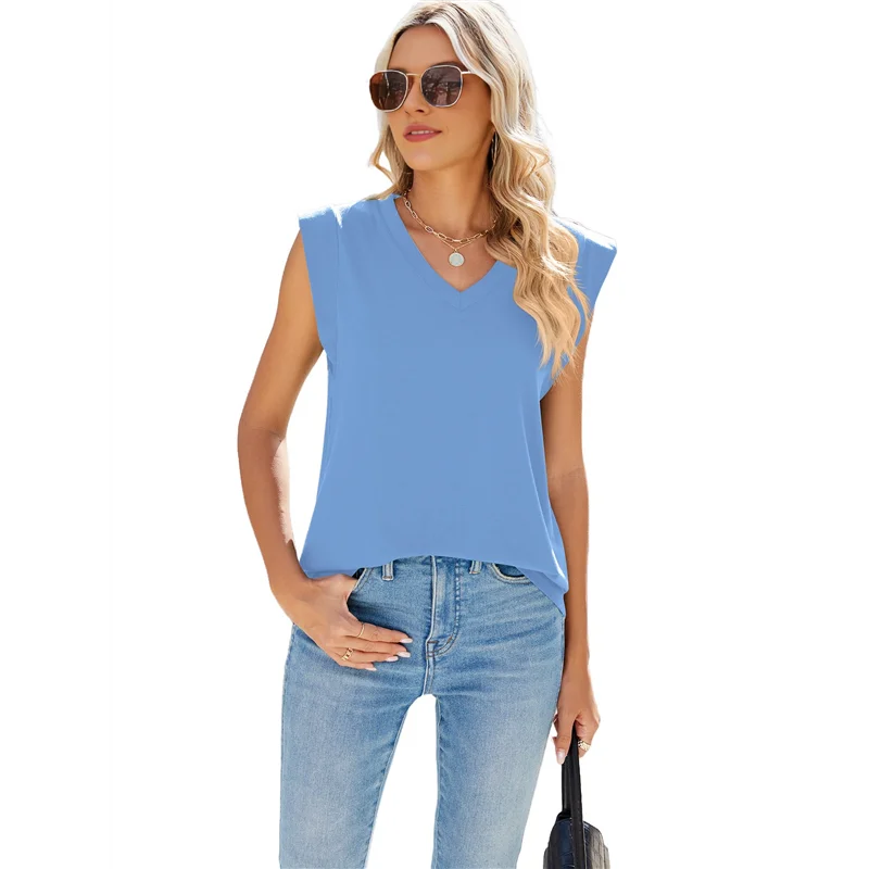 

【SEE】Women Casual Sleeveless Tank Tops Summer Loose Fit Basic Tee Blouse Fashion Clothes