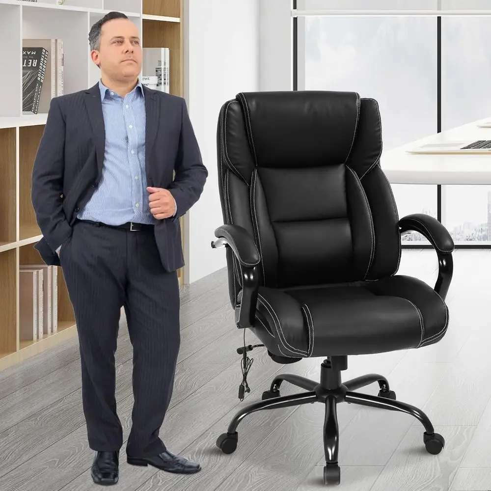 

500lbs Big and Tall Oice Chair Ergonomic Massage Swivel Rolling Desk Chair High Back PU Leather Wide Seat Computer Chair Heavy