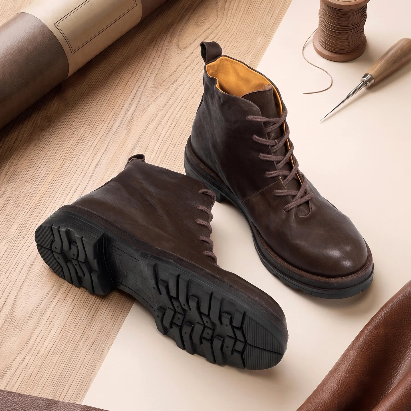 حذاء قتالي رجالي من جلد الحصان - مراجعة Leather Work Boots وسعره