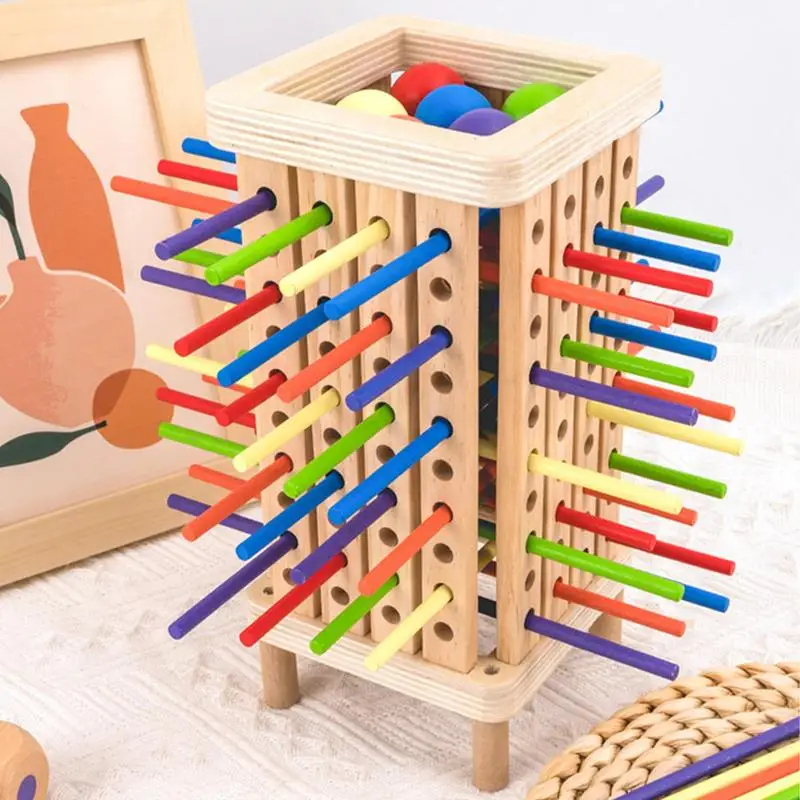 Juegos de mesa de madera, palos de madera, torre de bola de dados, juguete, juegos de mesa de madera, habilidades motoras finas, conteo de matemáticas, juguetes educativos para 3