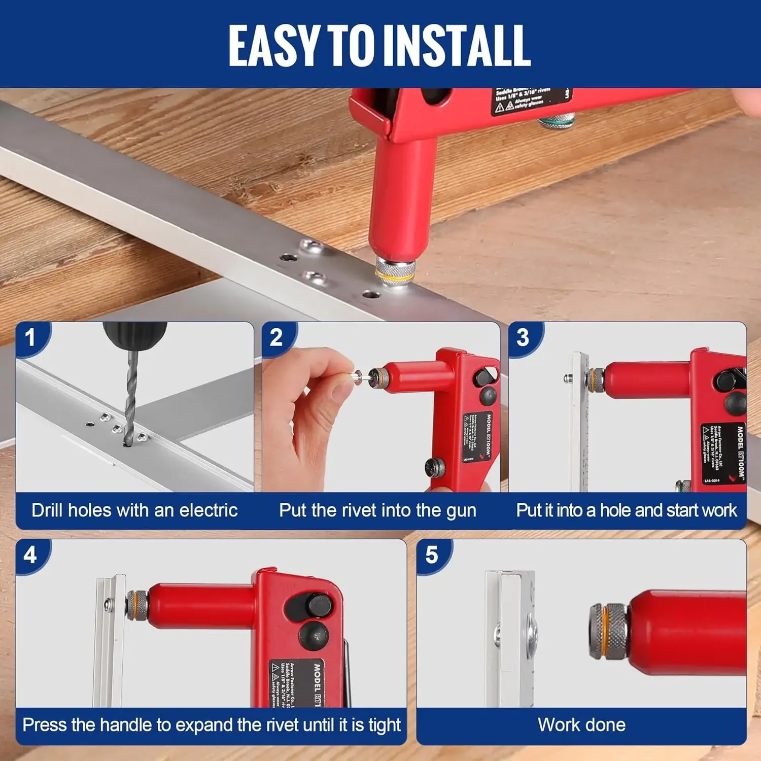 100/20pcs Large Flange Aluminum Blind Rivet Assortment Kit Pop Rivets Open End Decorating Fastener Duct Boat Rivet Home Hardware