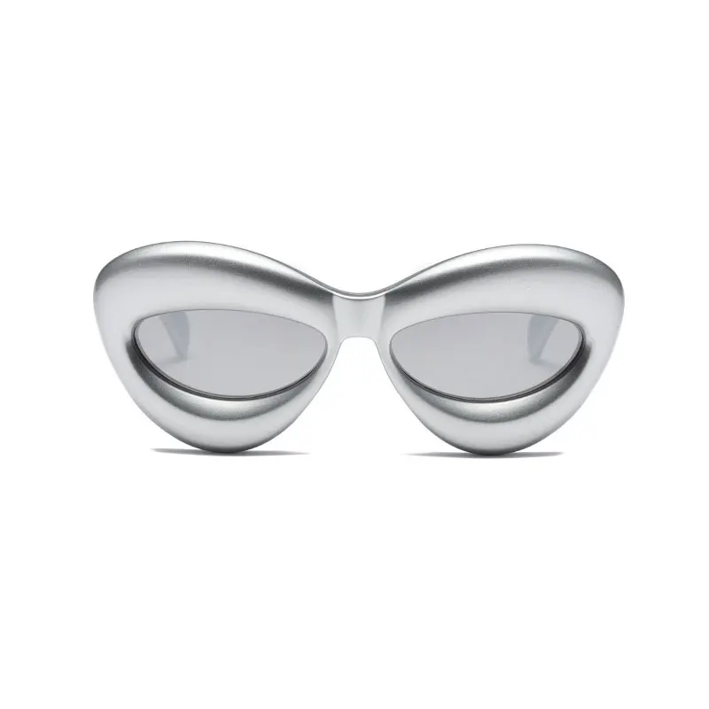 

VANLOOK Silver Sun Glasses Party Inflatable Lips Shape Shades Futuristic Ins Trend Fashion Cats-eye Men Women Cat Eye Sunglasses