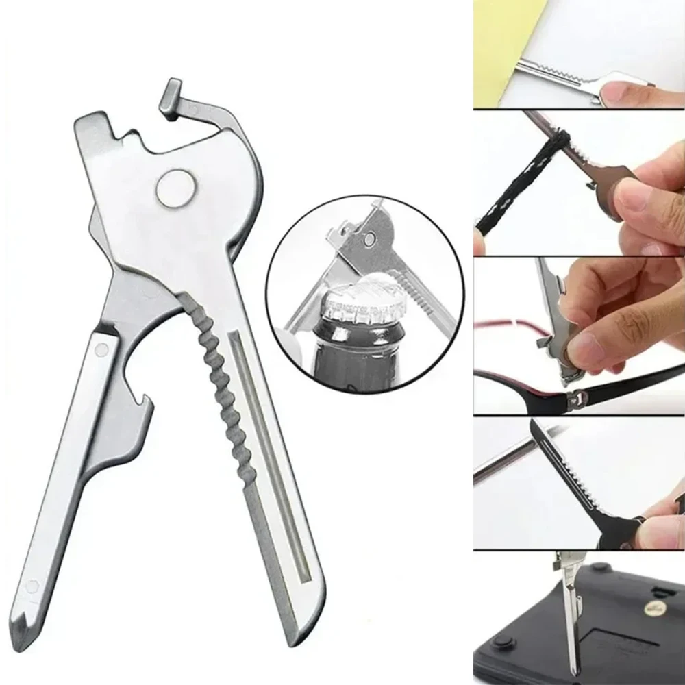 Camping Utility Pocket Plier 8 In 1 Multi Function: Keychain KeyRing Opener Screwdriver Outdoor Survival Rescue LK-AA495