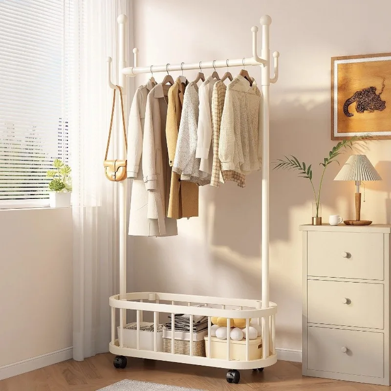 ey-Simple white rack household vertical bedroom wheeled coat hangers modern movable kleiderstange stnder organizer furniture-