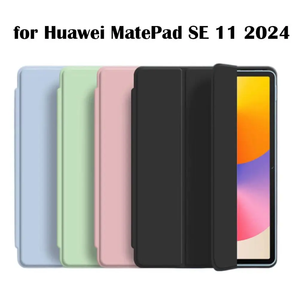 

Auto Sleep/Wake Tablet Case Tri-Folding Stand Smart Tablet Funda TPU Anti Scratch Folio Cover for Huawei MatePad SE 11 2024