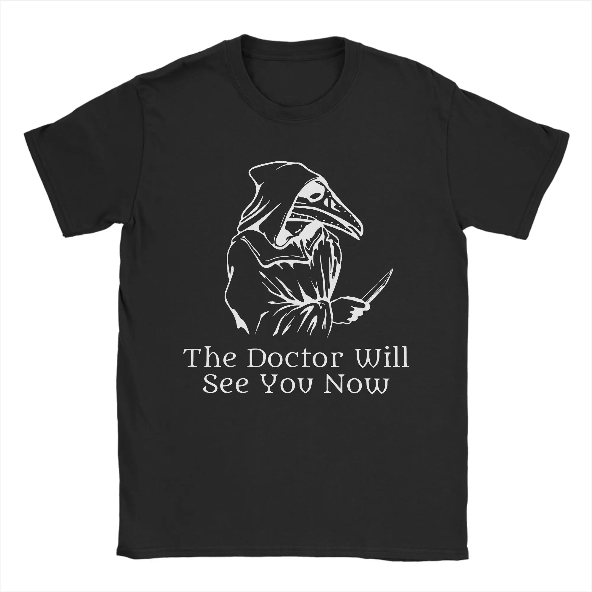 Plague Doctor Tshirts For Men Women Cotton Top Tee Funny Horror Black Death Bird Mask Round Neck Short Sleeve