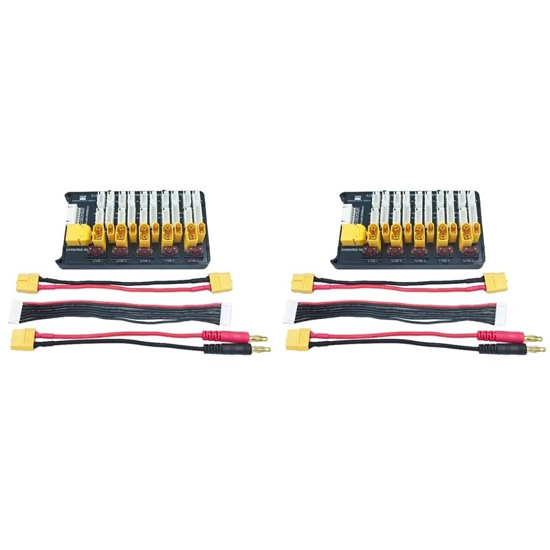 B49C 2X XT60 XT30 RC Lipo Battery Parallel Charging Board - Supports 5 Packs For 2S-6S Lipo Batteries With Safety Fuses