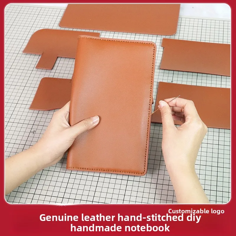 DIY Genuine Leather Loose Leaf Notebook Kit Refillable A5 A4 Journal Cover Pre Punched Panels Needle Thread Tools for Handmade