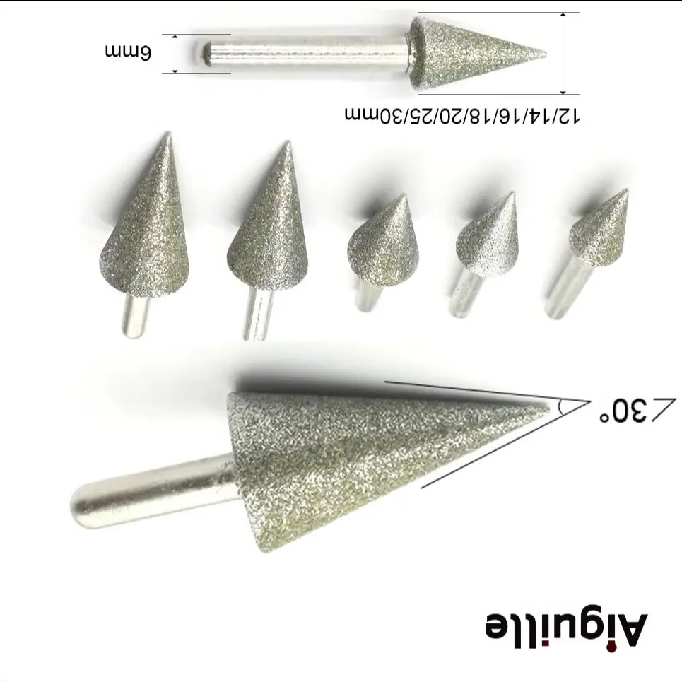 30 Degree 80Grit Diamond Grinding Point Stone Working Conical Points Diamond Grinding Burr Peeling Point For Stone Metal Working