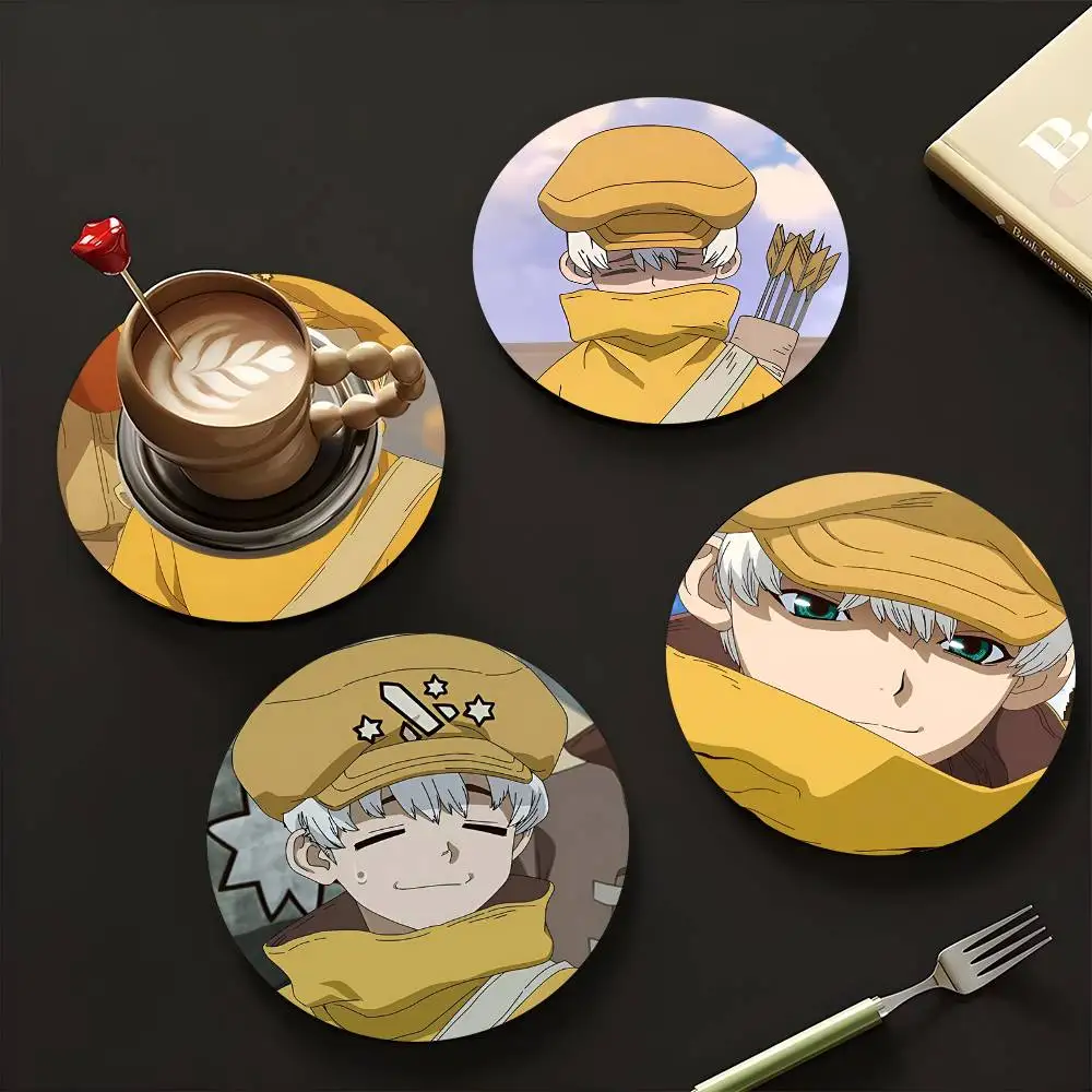 1pc Ukyou Saionji Dr. Stone Wooden Coaster Colour Printing Cup Mat Home Desk Decoration Gifts