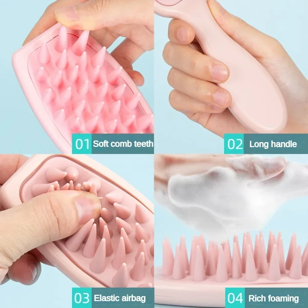 WANMEI Silicone Shampoo Brush Massage Brush Hair Washing Comb Long Handle Head Massager Bath Exfoliating Body Scrubber Hair Care