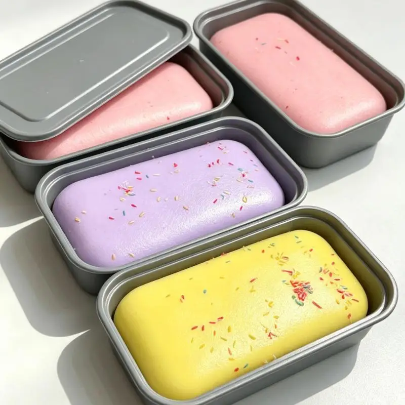 Slow Rebound Soft Simulation Box Cake  Toy Bright Color Stress Relief Gift for Teens Adults Daily Decompression