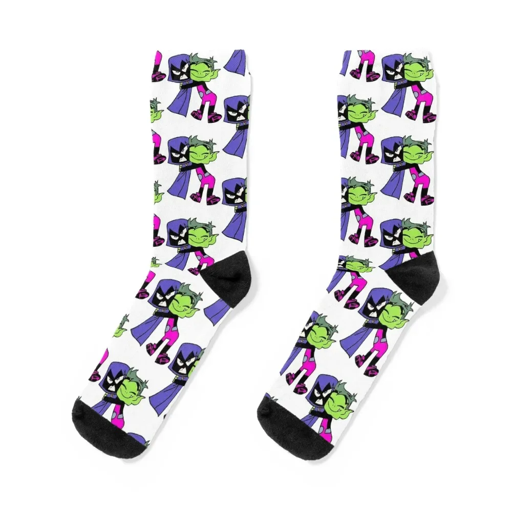 Raven & Beast Boy Socks Antiskid soccer sports and leisure christmas stocking Hiking boots Women's Socks Men's