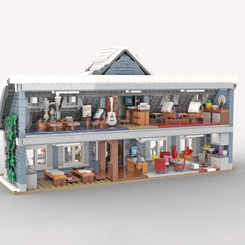 Stad Street View Model MOC Bouwstenen Het Winter Dorp School Modulaire Technologie Cadeau Vakantie Monteer Kinderen Speelgoed Pak