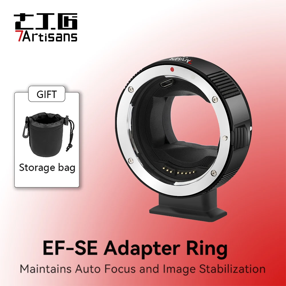 

7artisans EF-SE Lens Adapter Auto-Focus Lens Converter Ring Compatible for Canon EF/EF-S Lens and Sony E mount Camera A9 A7R4 A7