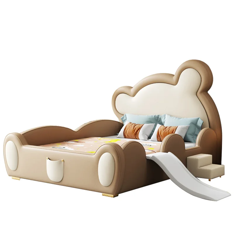 

Slide boy girl bed children's cartoon guardrail bear bedside modeling modern teen bed high box