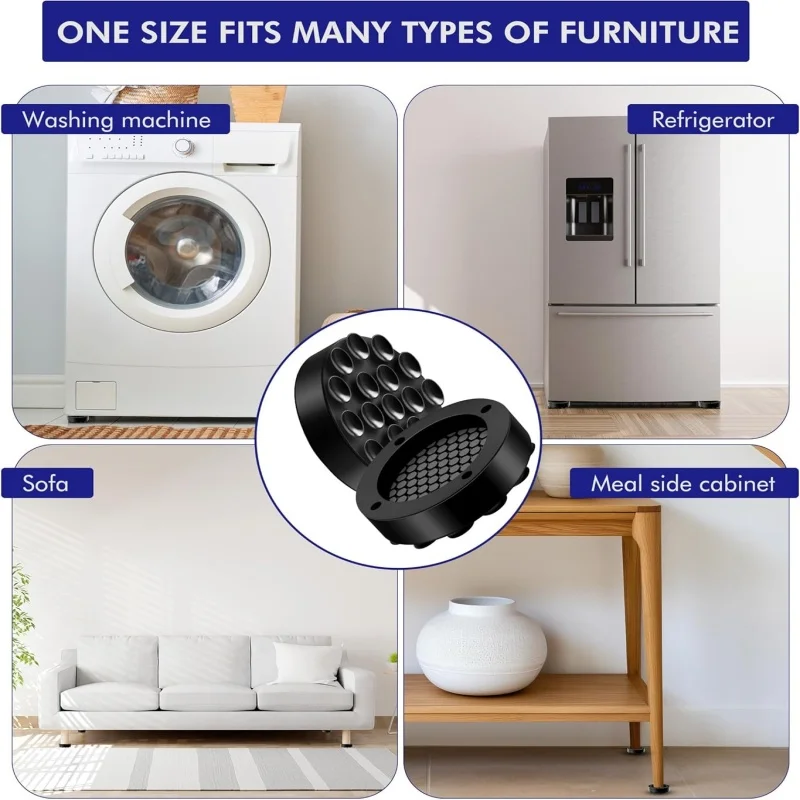 Almofadas antivibração para máquina de lavar, 4 unidades, 19 ventosas fortes, almofada silenciosa e antiderrapante, absorção de choque, pés, porta-copos de móveis