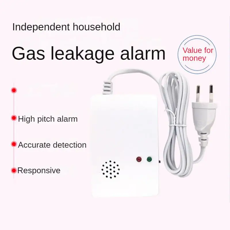 Sensor de alarma de Gas Combustible, Detector de fugas de Gas Natural/licuado independiente con Enchufe europeo para seguridad del hogar