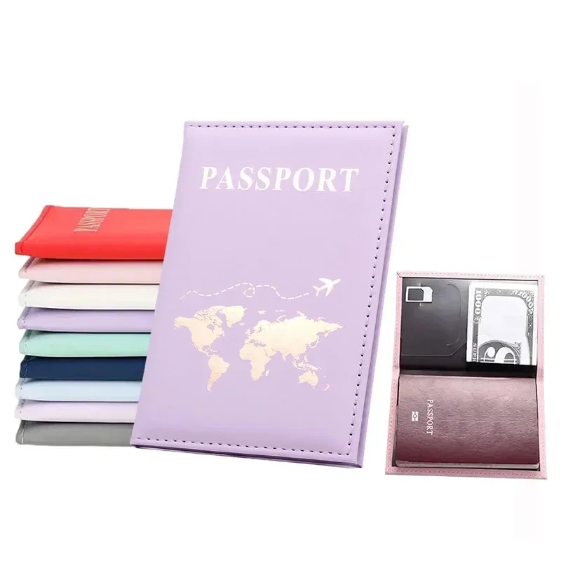 Fashion Women Travel Passport Cover Holder Case ID Credit Card Holder Travel Accessories Map Passports Wallet Ticket Protective