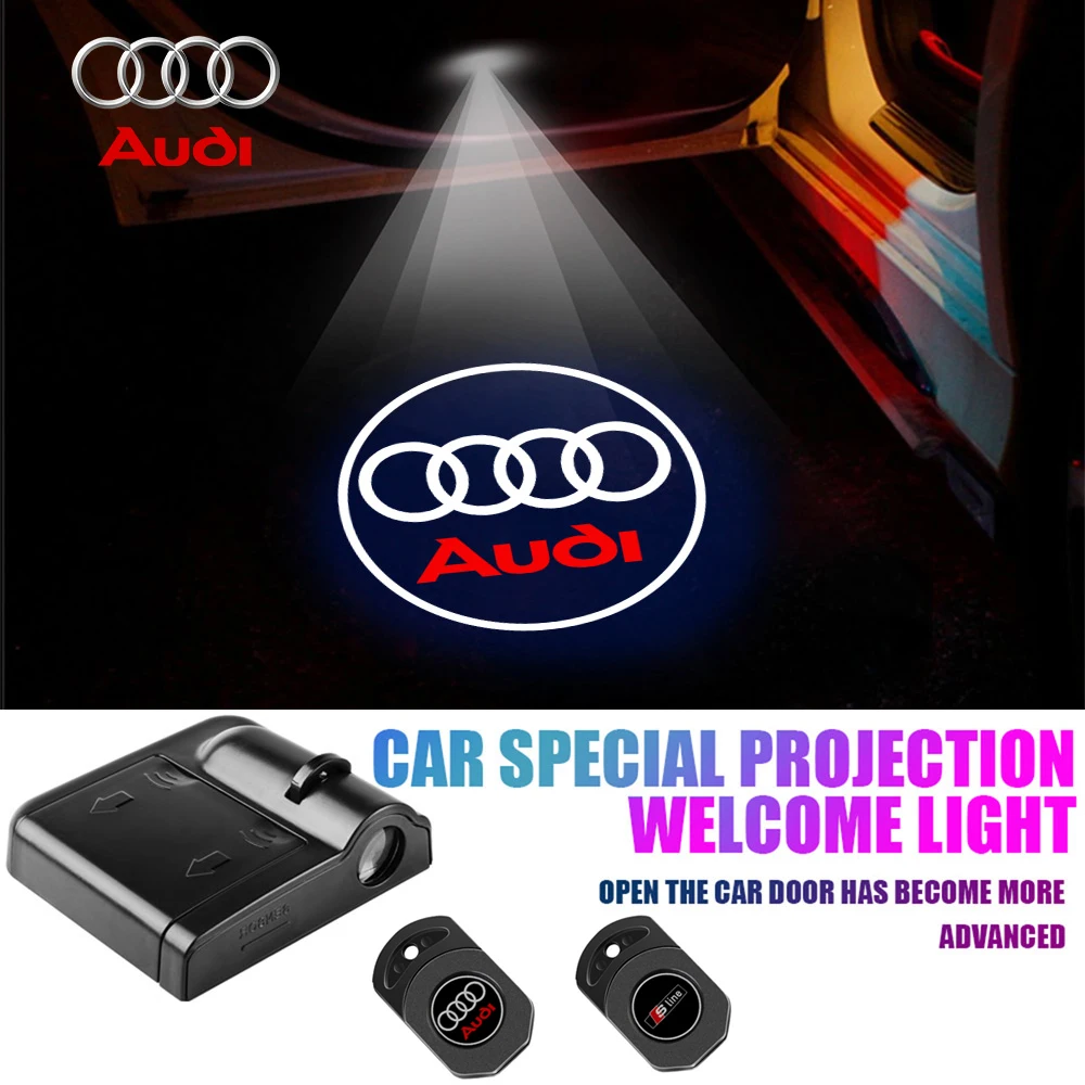 1 Stück Kabelloses Auto-Tür-Willkommens-Projektionslicht Magnetische Induktionslampe für Audi Q5 A4 B9 B7 A1 A5 Q3 Q7 A6 C6 C7 A4L Autoventil
