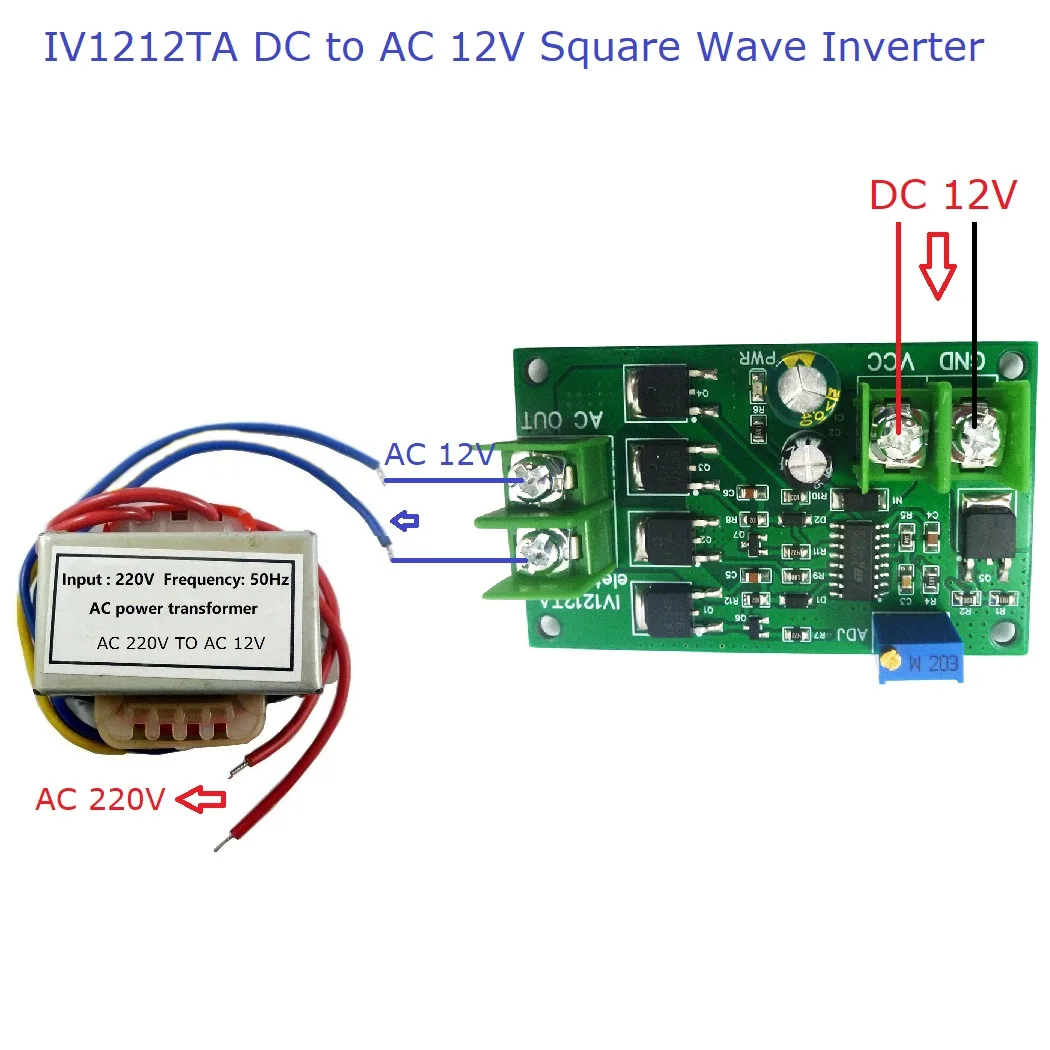 200W DC 12V to AC 12V Inverter 2W AC 12V to 220V 50Hz Square Wave Signal Generator Module