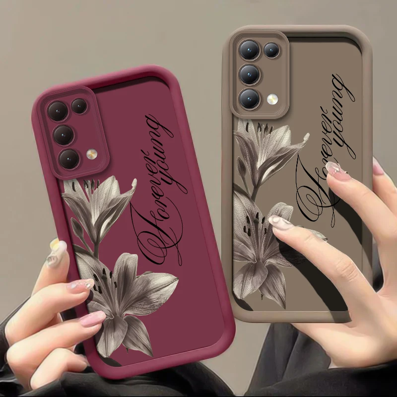 Lily Flower Print Phone Case For OPPO Reno 14 13 Pro 12F FS 11F 10 Pro Plus 8T 5K 5F 6 5 Lite Silicone Shockproof Matte Cover
