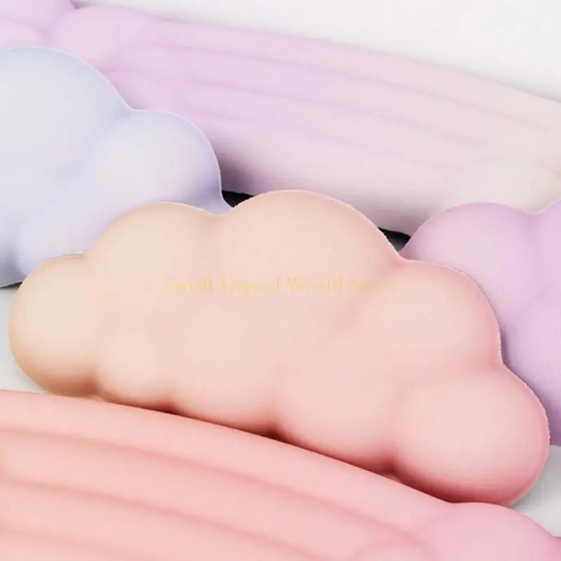 

77UB Rainbow Cloud Shaped Mouse Pad with Memory Foam Wrist Rest Reduce Strain