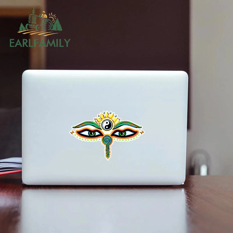 EARLFAMILY 13cm x 8.6cm for Buddha Eyes Mystical Religion Laptop Car Stickers Waterproof RV Decal Trunk Windows Vinyl Car Wrap