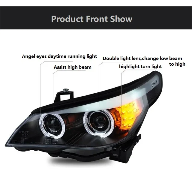 

Popular Hot sell New Double Light Lens Tuning Lights Xenon Headlight for Car Auto New 5 Series E60 Headlights 520 523 525 530